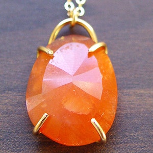 Orange Carnelian 14k Gold Filled Pendant Statement Necklace: Autumn Gemstone Jewelry