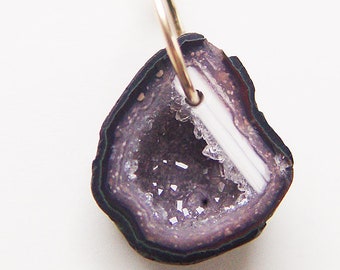 Lavender Geode Druzy Gold Necklace OOAK
