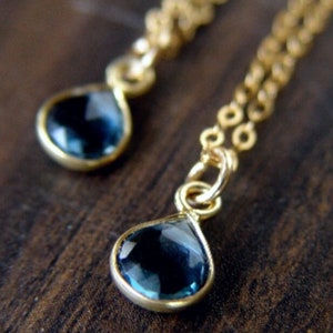 Petite Indicolite Blue Tourmaline  Gold Necklace