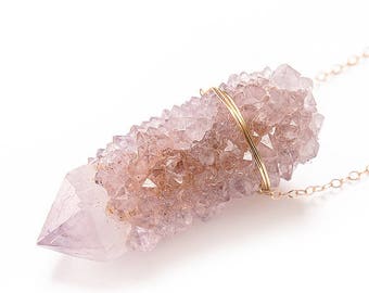 Lavender Spirit Quartz Druzy Necklace