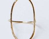 14k Gold Filled Open Oval Statement Ring: Celestial Saturn Band, Modern Wedding Jewelry