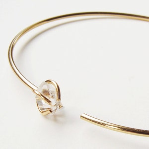 Herkimer Diamond Bangle, Diamond Gold Bracelet image 1