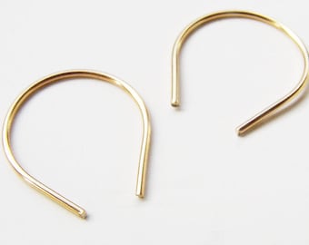 Gold Wishbone Hoops. Teardrop Arc Earrings