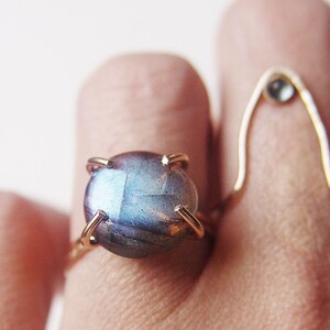 Round Labradorite Engagement Ring – Handmade Boho Crystal Jewelry
