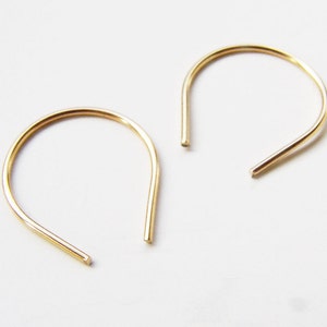 Gold Wishbone Hug Hoops. Teardrop Arc Earrings image 2