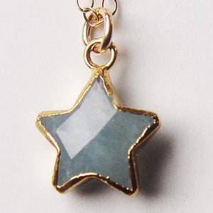 Blue Aquamarine Star Necklace: 14k Gold Filled Celestial Pendant - Bridesmaids Charm, March Birthstone Jewelry