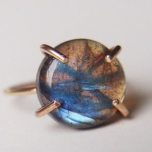Blue Flash Labradorite Ring: 14k Gold Filled Boho Engagement Ring - Handmade Rainbow Crystal Jewelry