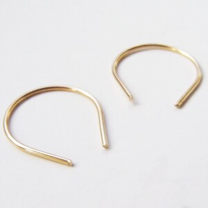 Gold Wishbone Hug Hoops. Teardrop Arc Earrings image 3