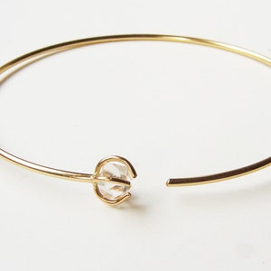 Herkimer Diamond Bangle, Diamond Gold Bracelet image 2