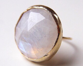 Rainbow Moonstone Gold Ring