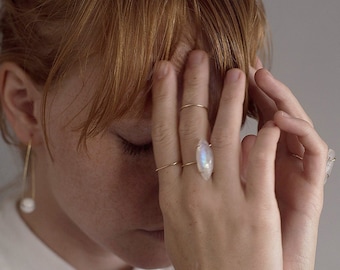 Marquise Moonstone Gold Ring