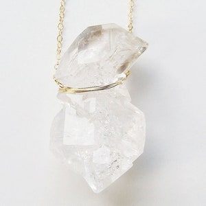 Collier double diamants Herkimer en or image 1