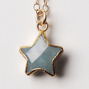 Aquamarine Gold Star Necklace