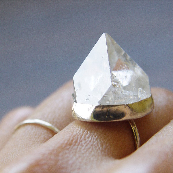 Pyramid Apophyllite Gold Ring