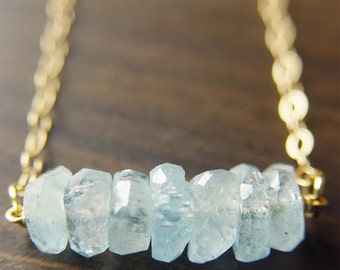 Aquamarine Gold Nugget Necklace