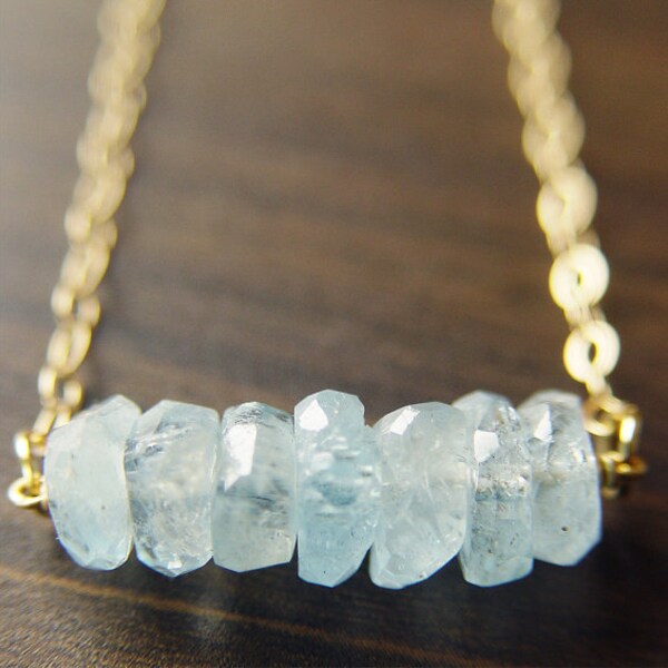 Aquamarine Gold Nugget Necklace