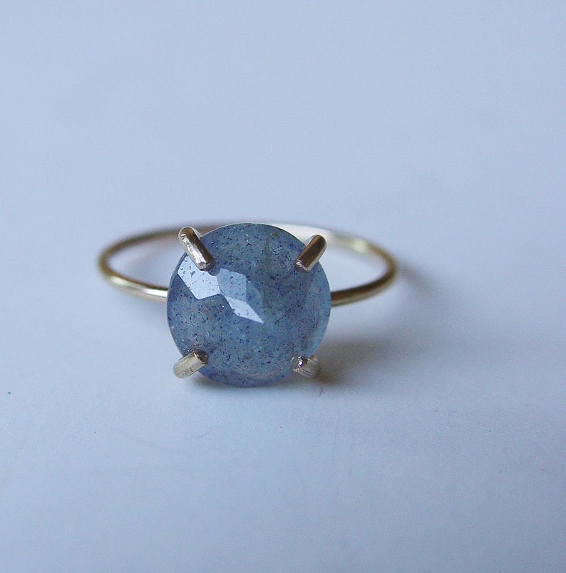 Moss Aquamarine Gold Filled Ring OOAK image 5