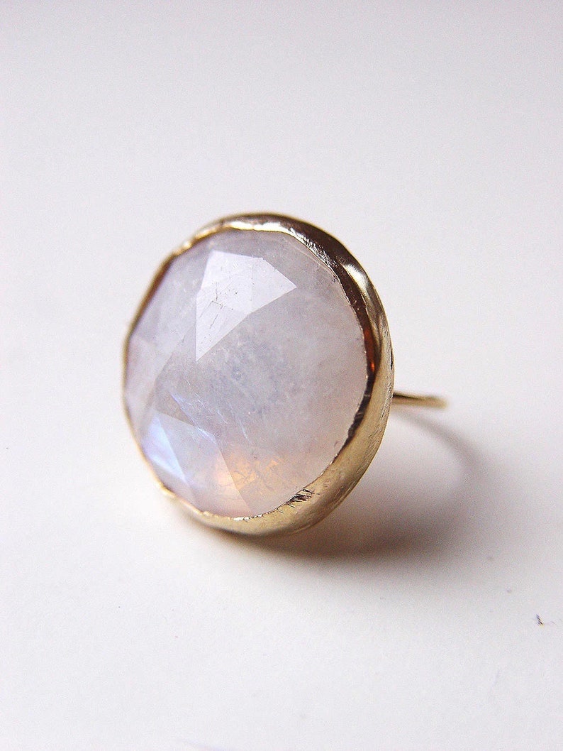 Rainbow Moonstone Gold Ring image 1