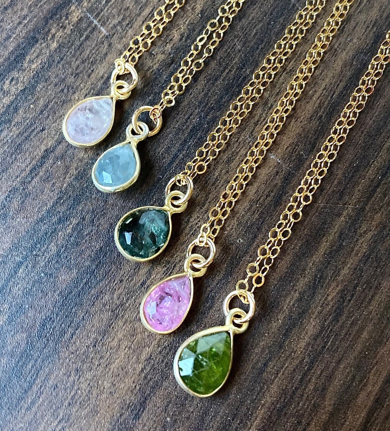 Multi Sapphire 14k Gold Layering Necklace image 4