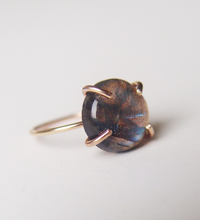 Elegant Labradorite Statement Ring – Blue Flash Healing Crystal Ring