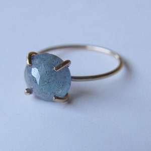 Moss Aquamarine Gold Filled Ring OOAK image 6