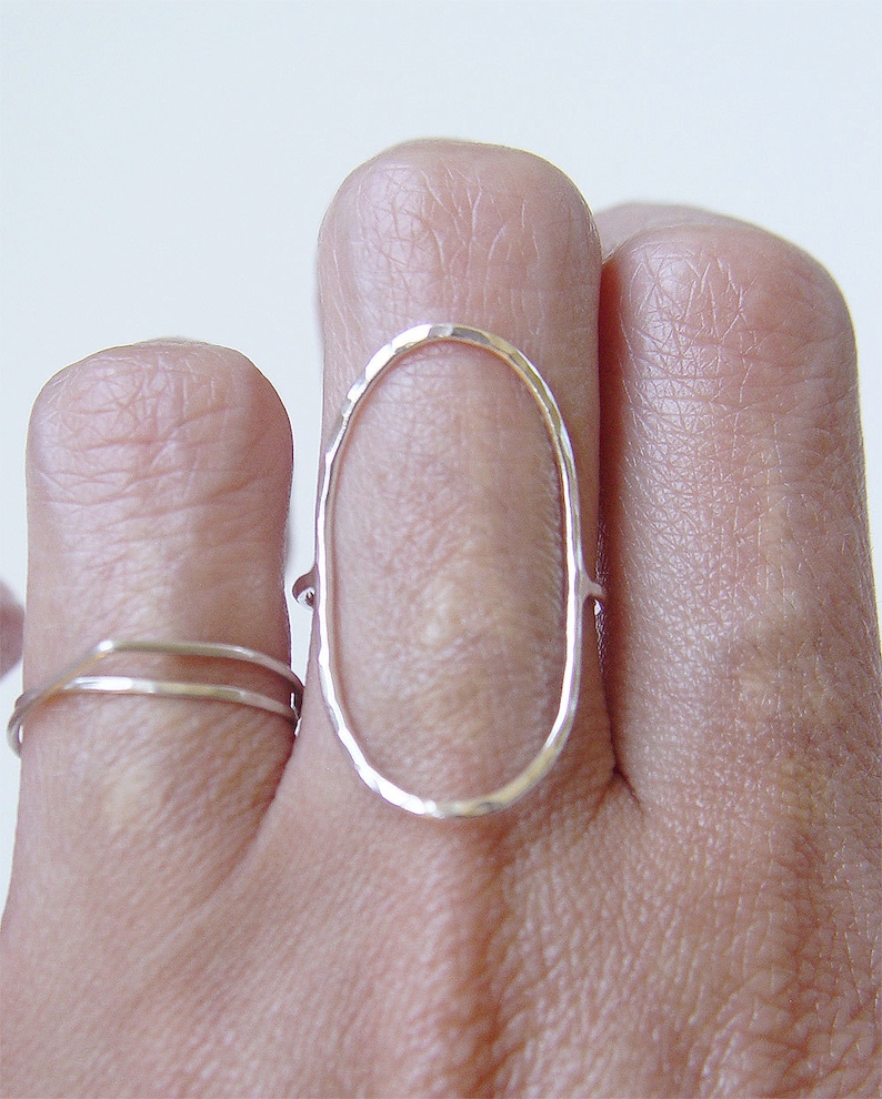 Open Oval Gold Ring. Gold Saturn Ring image 4