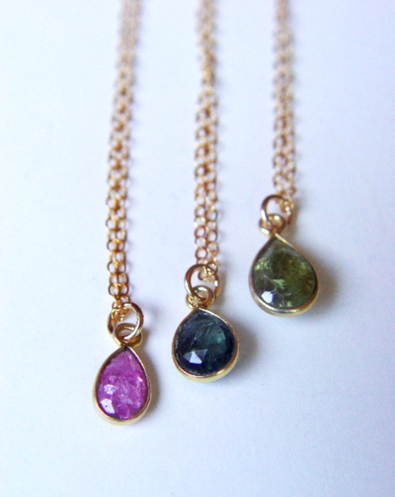 Multi Sapphire 14k Gold Layering Necklace image 9