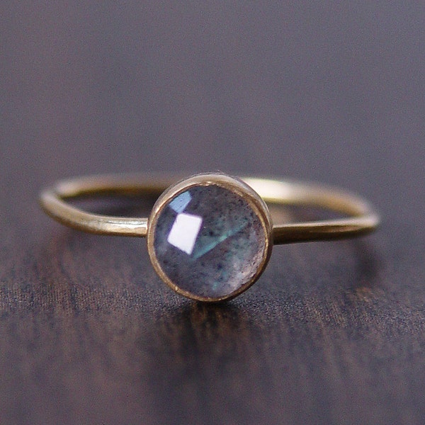 SALE Round Labradorite Gold Ring