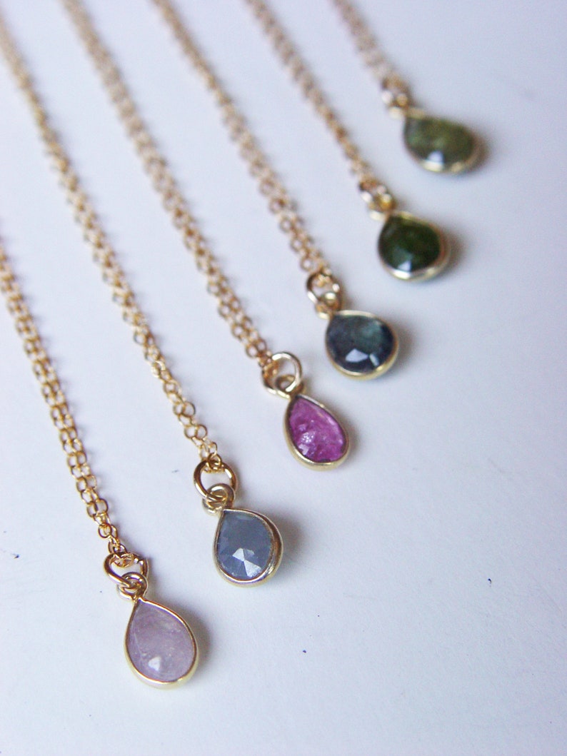 Multi Sapphire 14k Gold Layering Necklace image 8