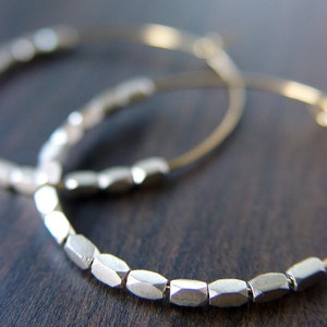 Silver Nugget Gold Hoops. Mixed Metal Hoop Earrings image 1