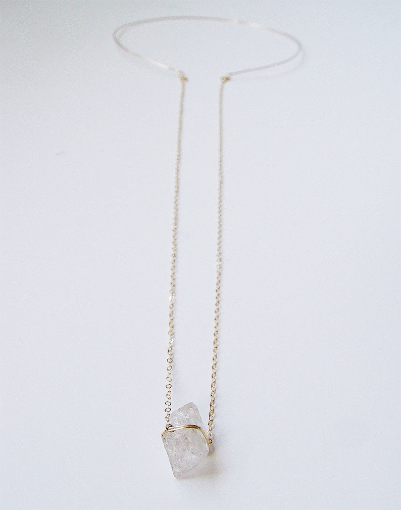 Herkimer Diamond Chocker Necklace Herkimer Gold Cuff Chain Etsy