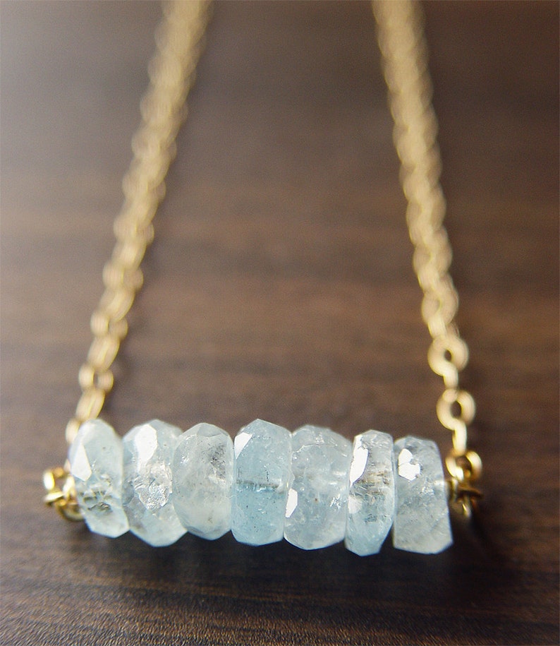 Aquamarine Gold Nugget Necklace image 2