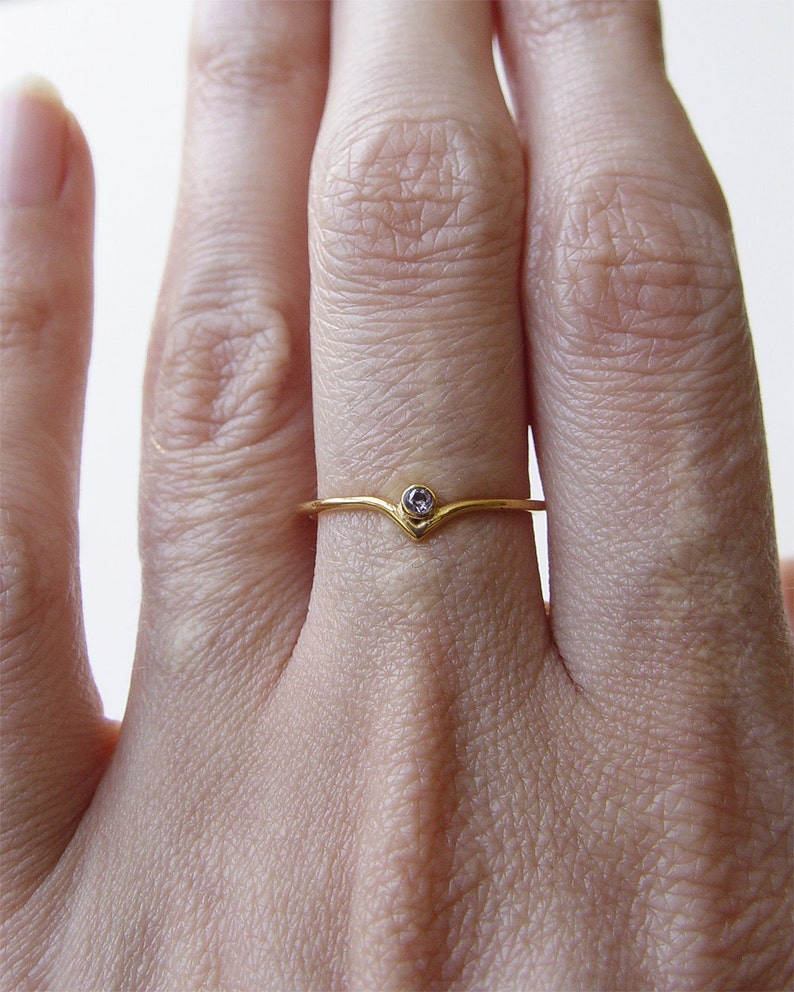 Blue Sapphire Curved Gold Ring OOAK