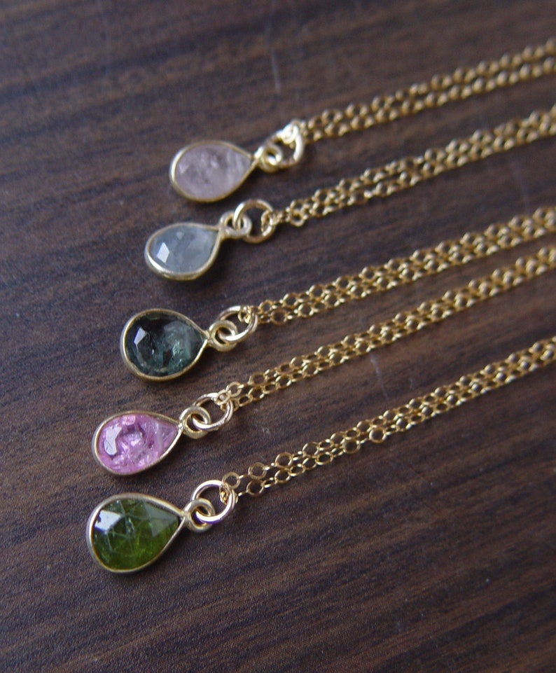 Multi Sapphire 14k Gold Layering Necklace image 1