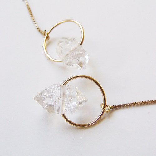 Herkimer Diamond Chain Earrings. Herkimer Diamond Gold Etsy