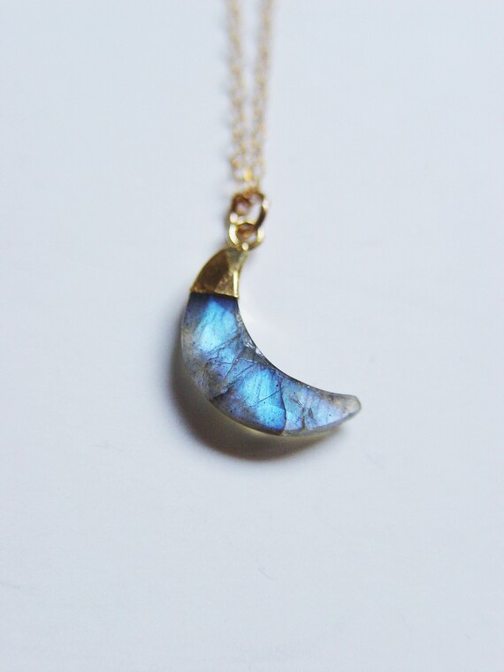 26PCS Natural crescent labradorite double horn pendant labradorite crescent horn druzy pendant with gold color bail