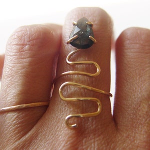 Tourmaline Snake Gold Ring. Tourmaline Serpent Ring. image 7