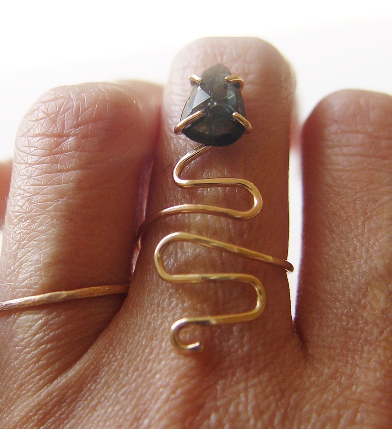 Tourmaline Snake Gold Ring. Tourmaline Serpent Ring. image 7