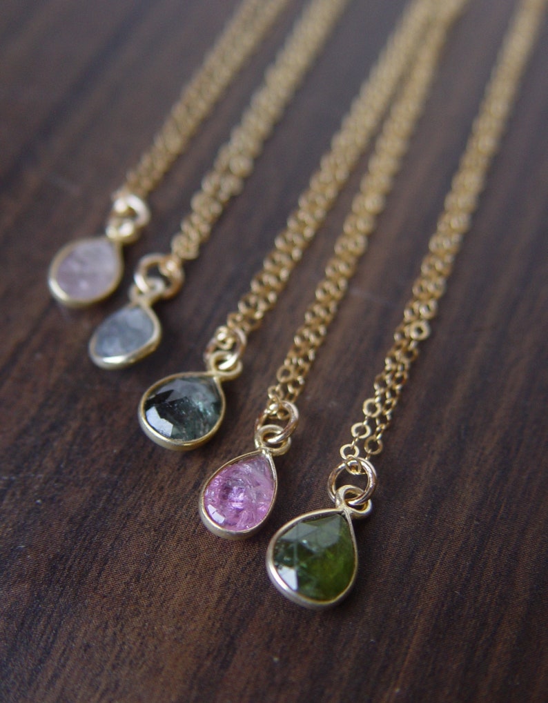 Multi Sapphire 14k Gold Layering Necklace image 2
