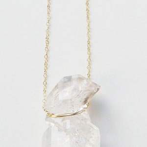 Collier double diamants Herkimer en or image 3