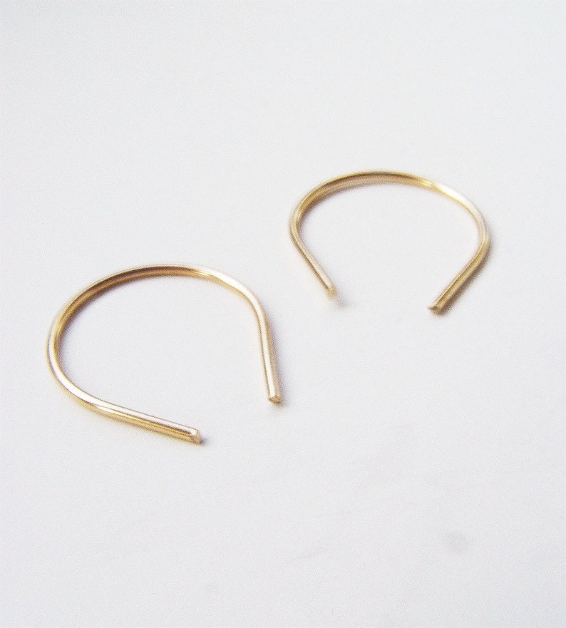 Gold Wishbone Hug Hoops. Teardrop Arc Earrings image 3