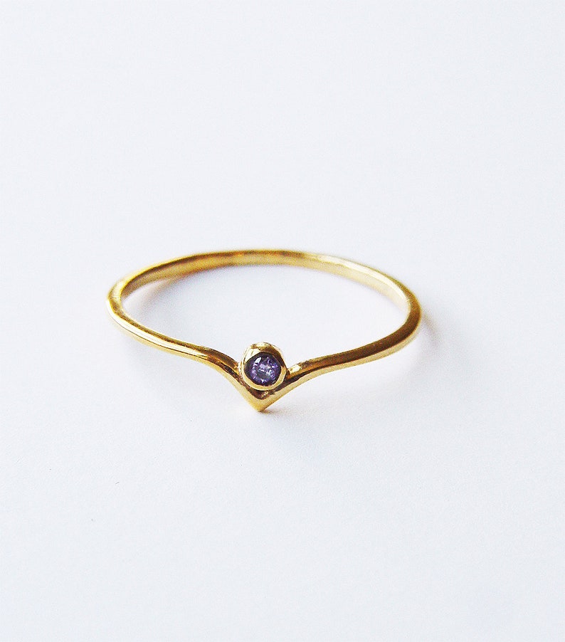 Blue Sapphire Curved Gold Ring OOAK