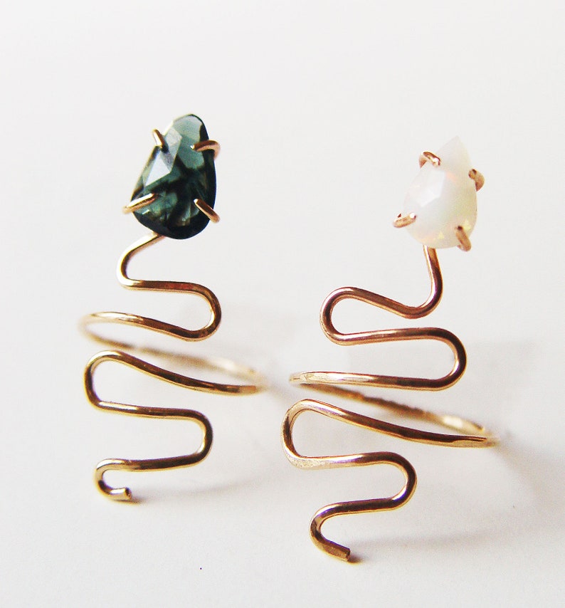 Tourmaline Snake Gold Ring. Tourmaline Serpent Ring. image 4