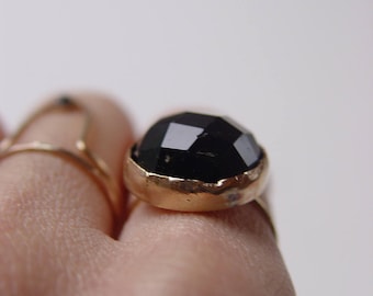 Black Tourmaline Gold Ring