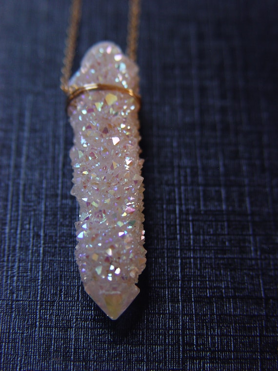 Angel Aura Crystal Gold Statement Raw Rainbow Aura