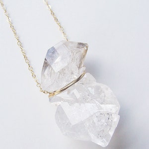 Collier double diamants Herkimer en or image 2