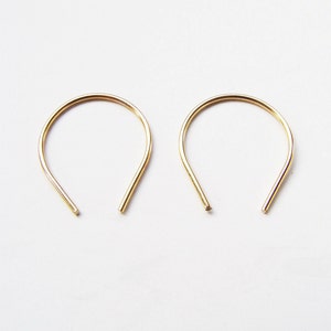 Gold Wishbone Hug Hoops. Teardrop Arc Earrings image 4