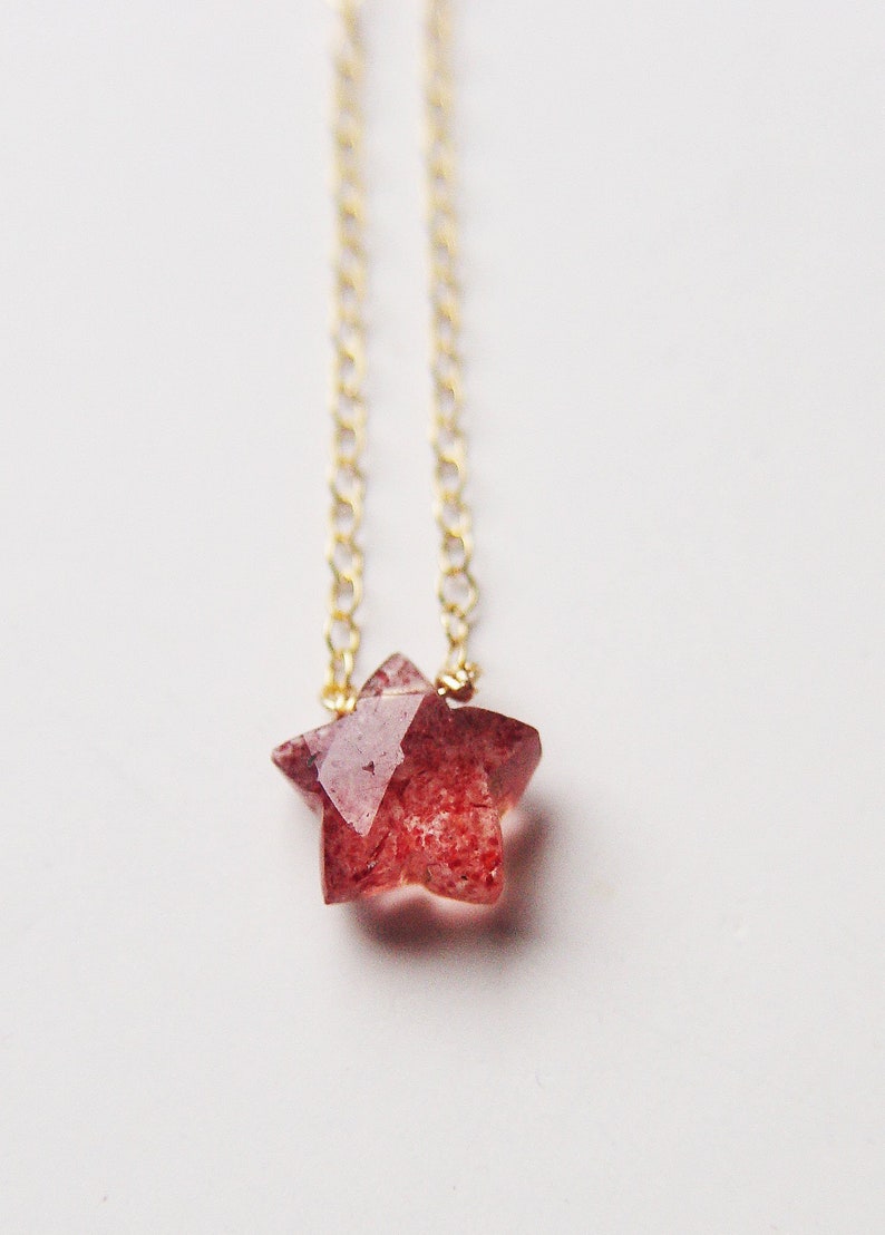 Strawberry Quartz Star Necklace image 1