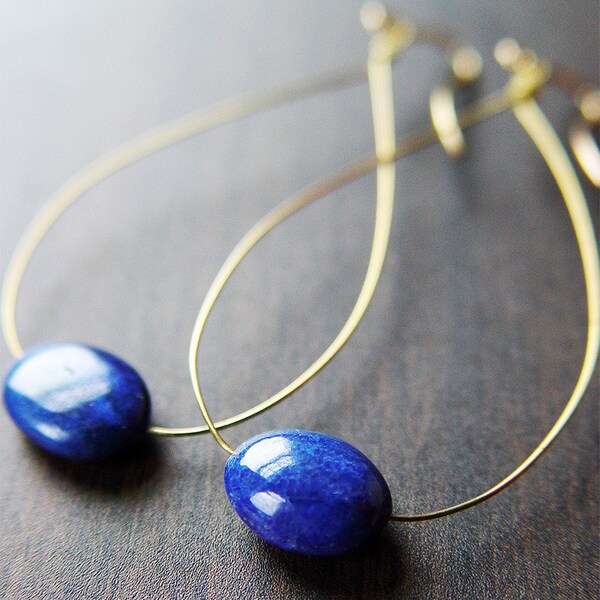Lapis Blue Teardrop Earrings 14k Gold