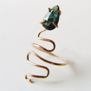 Tourmaline Snake Gold Ring. Tourmaline Serpent Ring. image 5